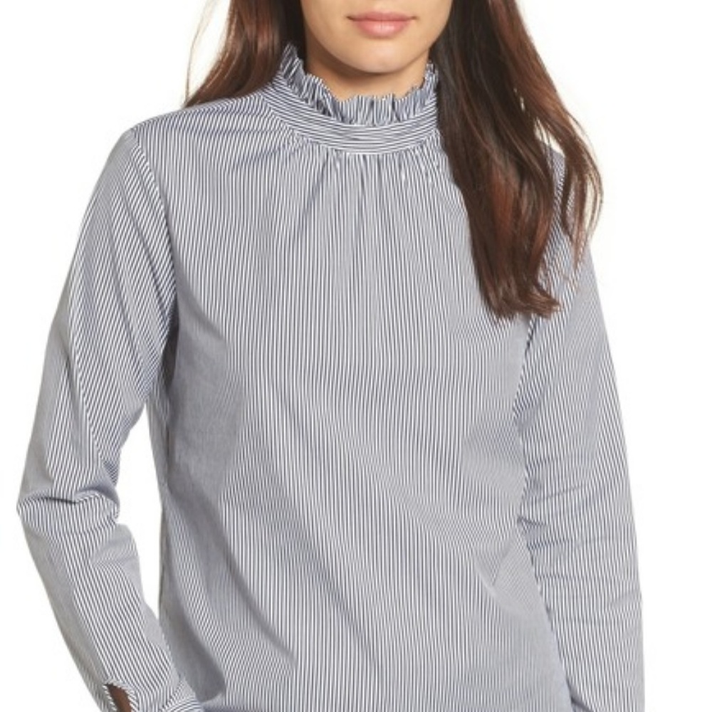 Halogen Tie Sleeve Poplin Shirt Sz M 8-10 NWT